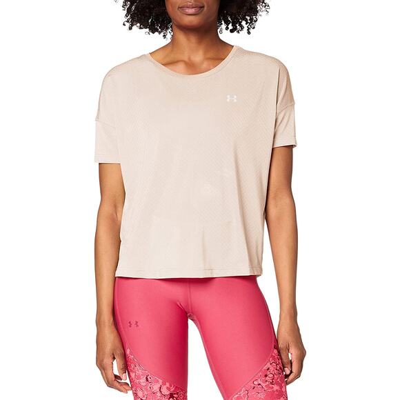 Under Armour Sport Mesh Oversized Short Sleeve Tee S Light Pink Orange Dream - Picture 7 of 7